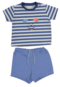 Blue Striped Doggy Short Set