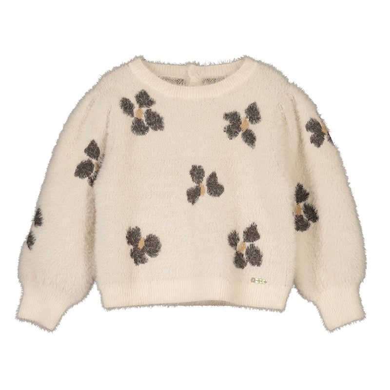Cream Leopard Flower Baby Sweater