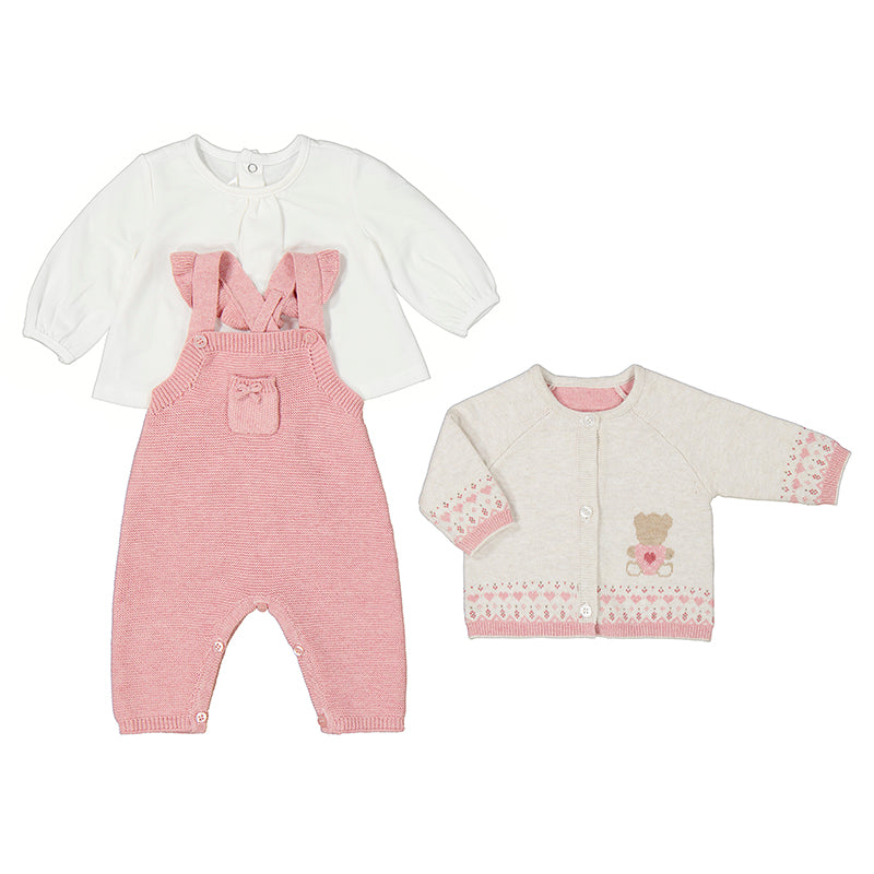 Rose Quartz Knit Baby Dungarees