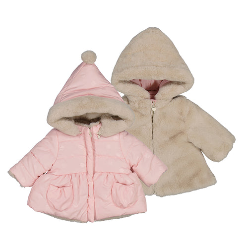 Pink Reversible Faux Fur Baby Coat
