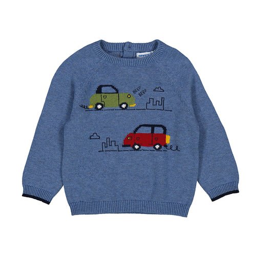 Blue Cars Baby Sweater