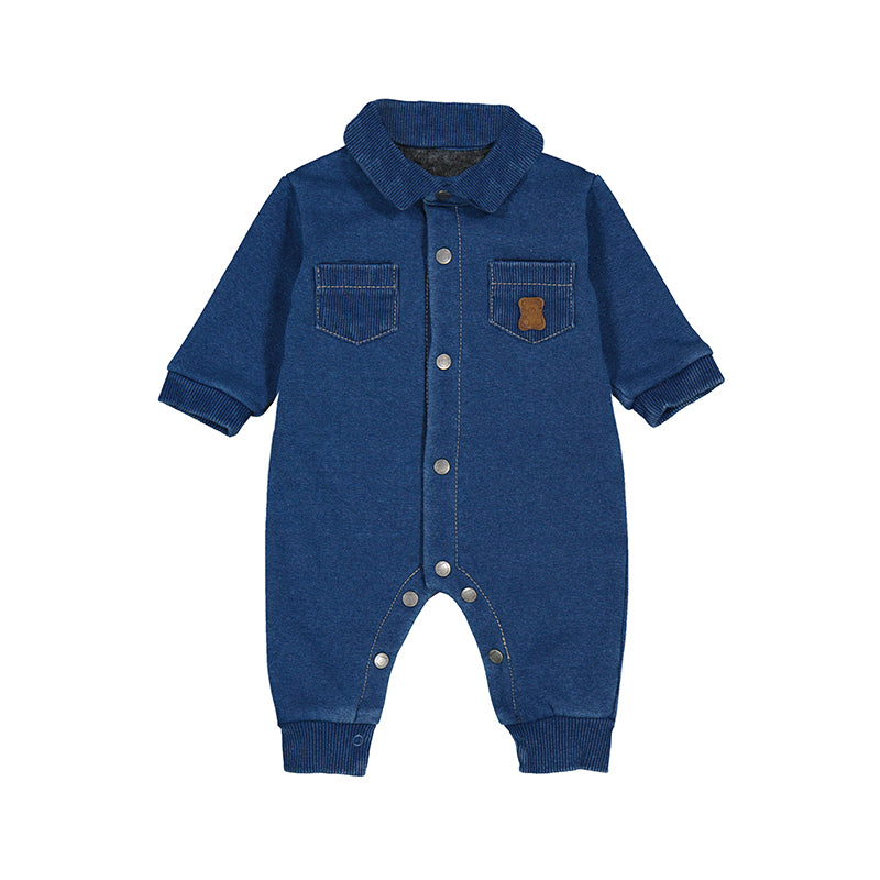 Fleece Denim Baby Jumpsuit