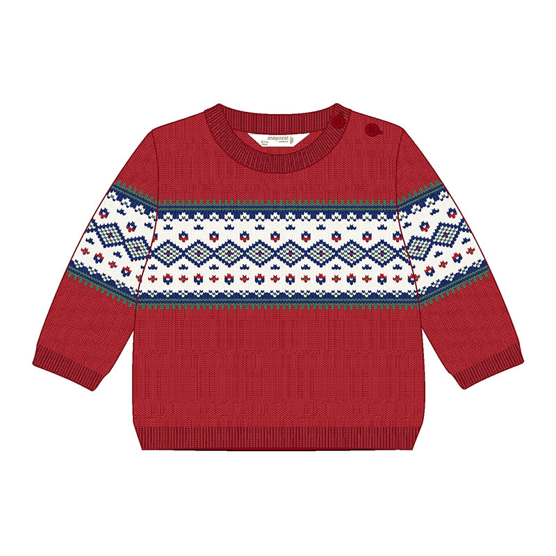Cherry Jacquard Baby Sweater