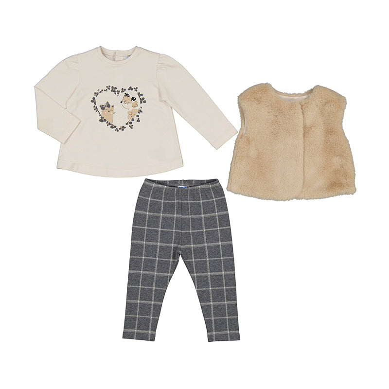 Faux Fur 3 Piece Baby Girl Set
