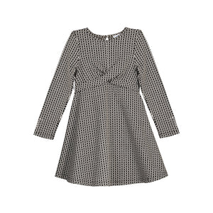 Black & White Jacquard Long Sleeve Dress