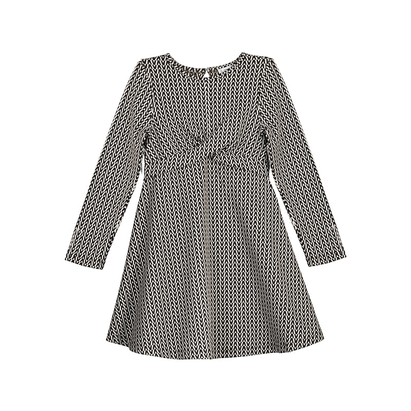 Black & White Jacquard Long Sleeve Dress