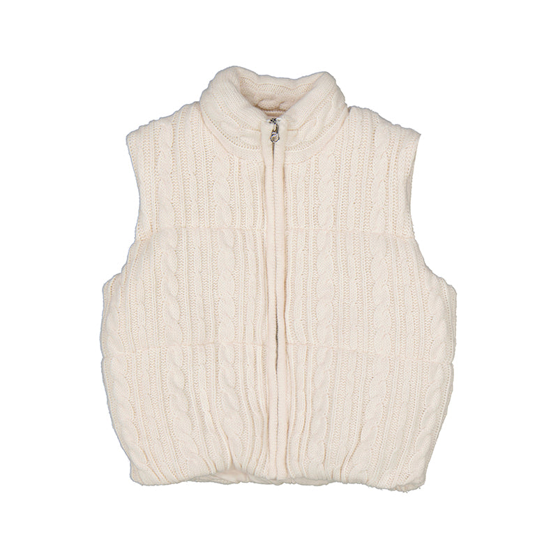 Cream Cable Knit Puffy Vest