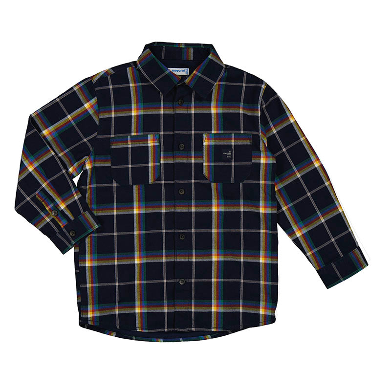 Dark Colorful Plaid Check Overshirt