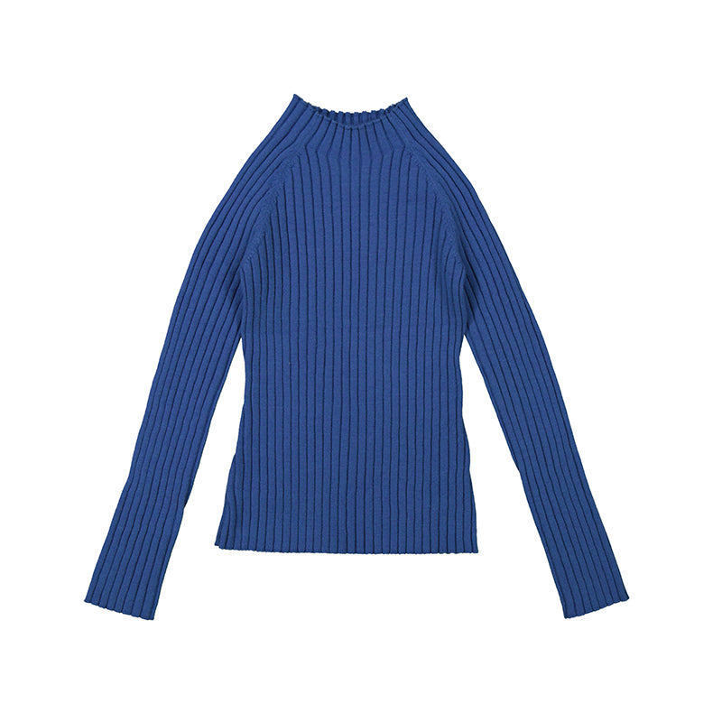Blue Ribbed Mockneck Sweater