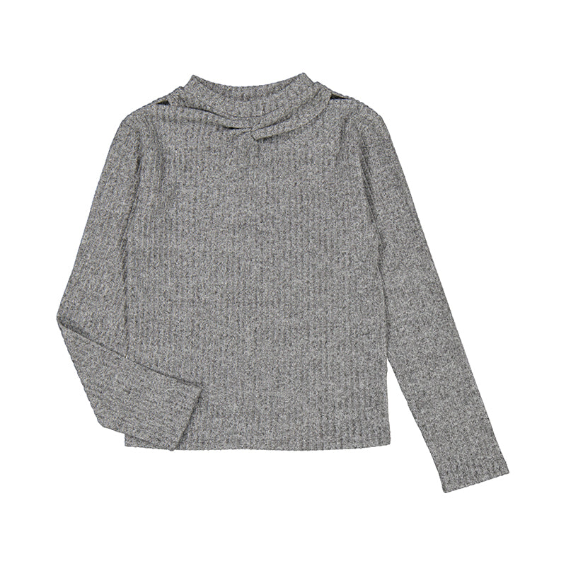 Grey Waffle Mockneck Long Sleeve Top