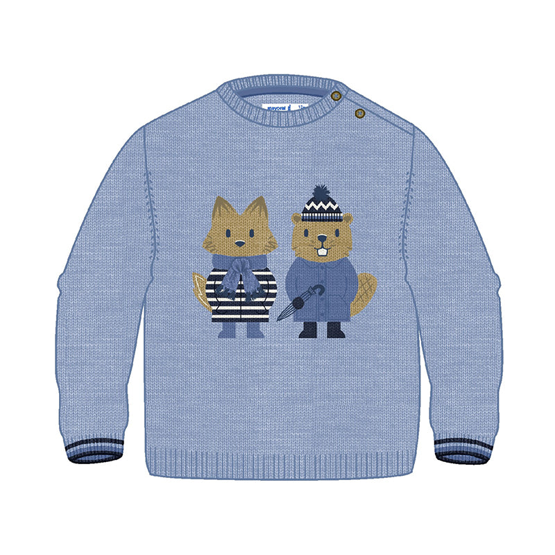 Sky Blue Critters Baby Sweater