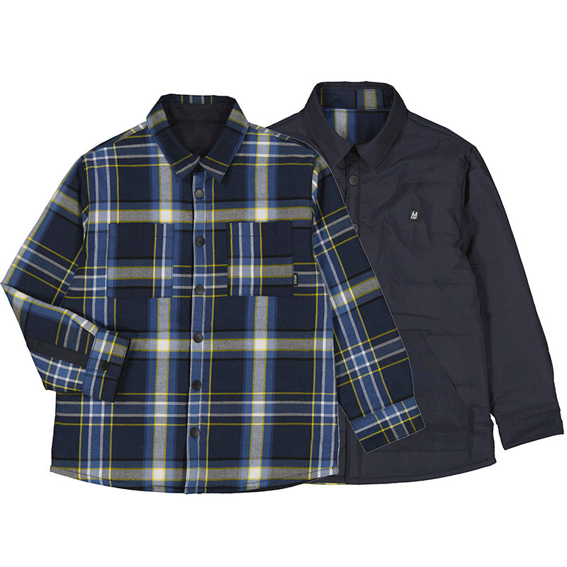 Navy Reversible Plaid Shacket