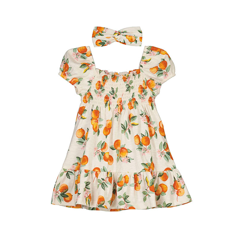 Tangerine Printed Baby Dress