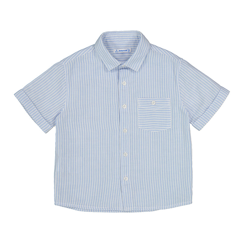 Blue Stripe Short Sleeve Button Down