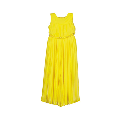 Yellow Pleated Crepe Jumpsuit