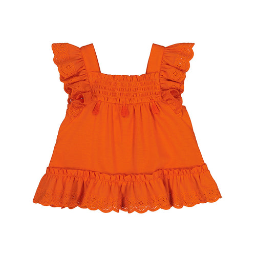 Tangerine Flounce Baby Top