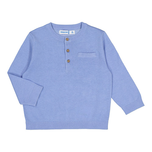 Cloud Blue Baby Henley Button Sweater