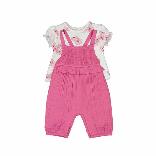 Juicy Pink Floral Overall Baby Set