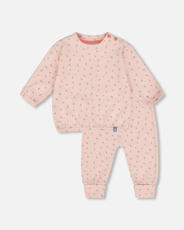 Pink Flowers Baby Sweatsuit