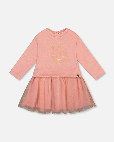 Dusty Pink Unicorn Long Sleeve Dress