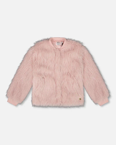 Silver Pink Faux Fur Coat