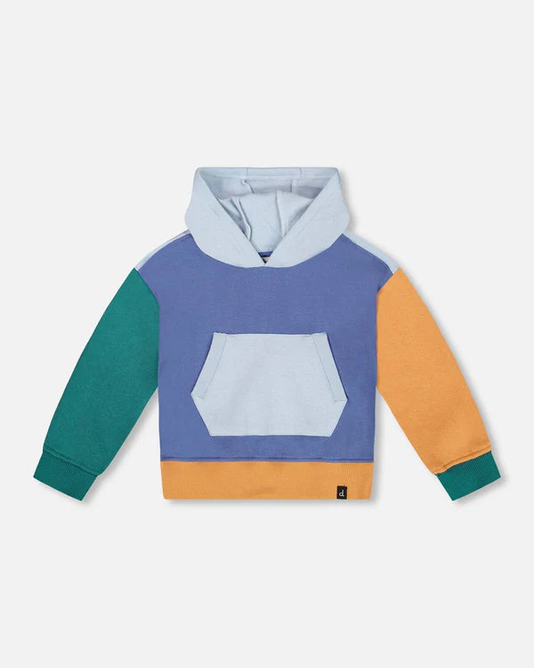 True Blue Color Blocked Hoodie
