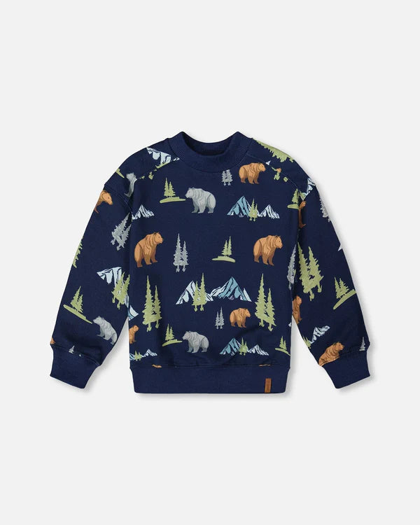 Navy Printed Bears Pullover