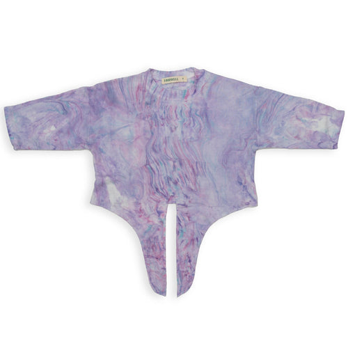Lilac Swirl Tie-Front Island Pullover