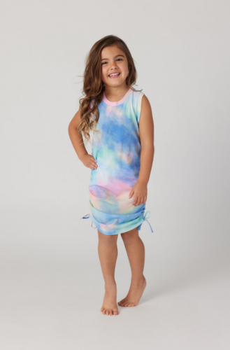 Rainbow Cloud Ruched Dress