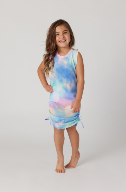 Rainbow Cloud Ruched Dress