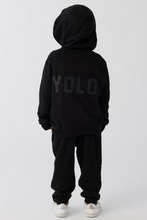 Load image into Gallery viewer, Black YOLO Pullover Hoodie