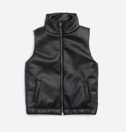 Black Faux Leather Baby Vest