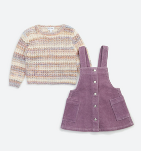 Lilac Rae Corduroy Baby Sweater & Dress Set