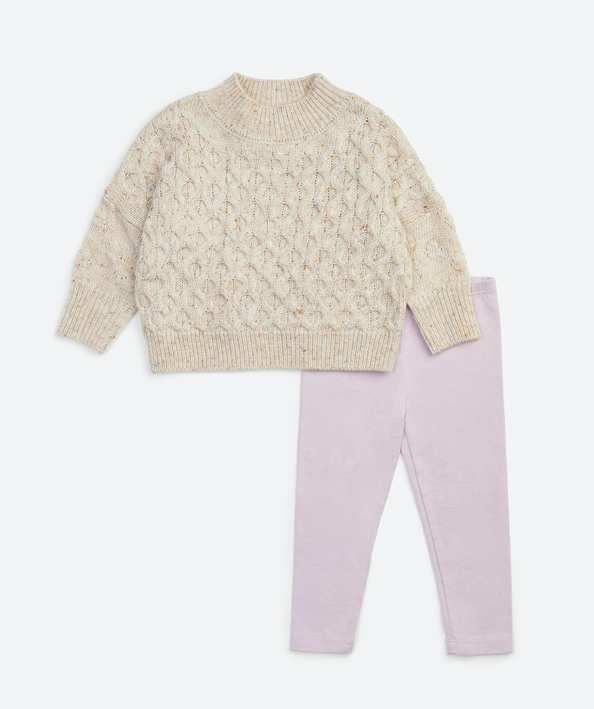 Oatmeal Speckled Sweater Set