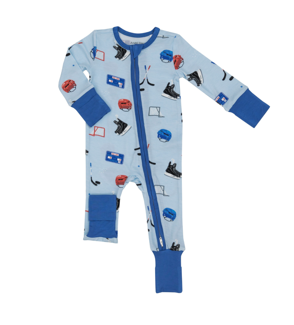 Blue Hockey Two Way Footie Romper