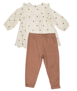 Cashew Polka Dot Ruffle Dress and Legging