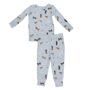 Blue Doggies Long Sleeve Pajama Set