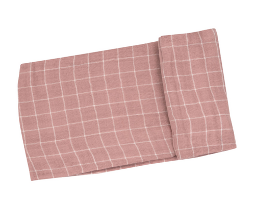 Rose Tan Grid Organic Swaddle