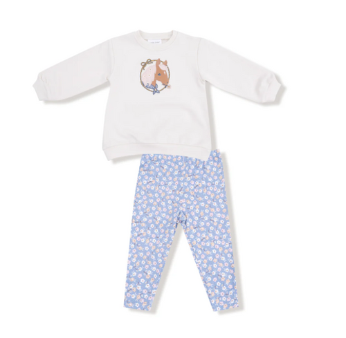 Country Calico Puff Sleeve Sweatshirt Set