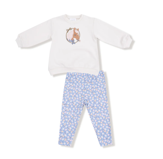 Country Calico Puff Sleeve Sweatshirt Set