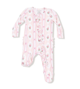 Ogee Lace Floral Ruffle 2 Way Zipper Footie