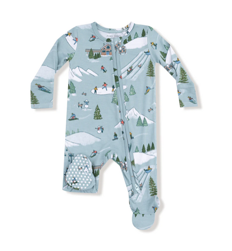 Winter Fun Skiers 2 Way Zipper Footie