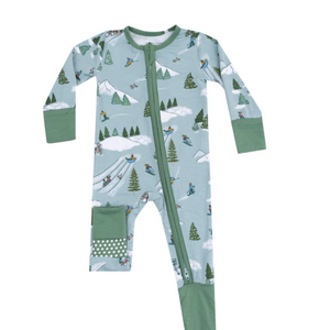 Winter Fun Skiers 2 Way Zipper Footie