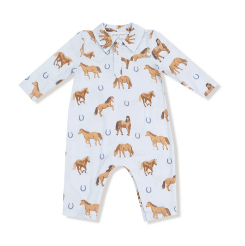 Blue Horses Cowboy Romper