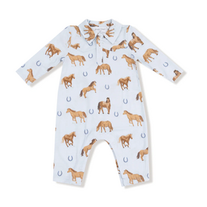 Blue Horses Cowboy Romper