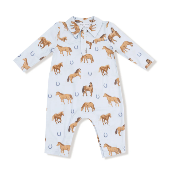Blue Horses Cowboy Romper
