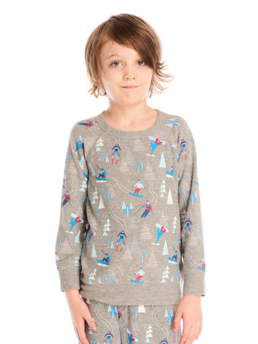 Allover Ski Slope Cozy Knit Raglan Pullover