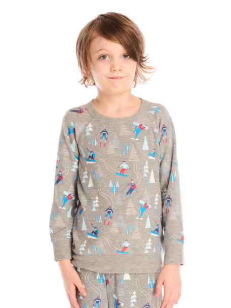 Allover Ski Slope Cozy Knit Raglan Pullover