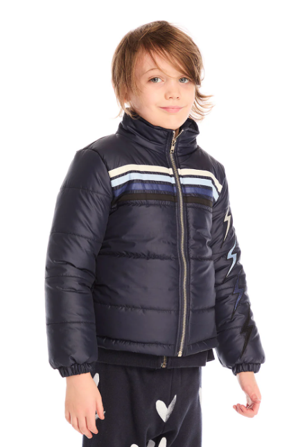 Navy Quilted Winter Bolts Jacket