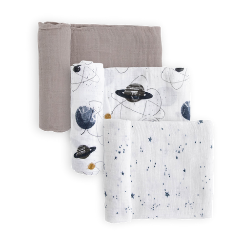 Planets Cotton Muslin Swaddle Blanket Trio